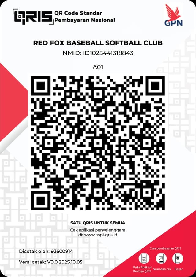 QRIS Donasi RED FOX Baseball Softball Club